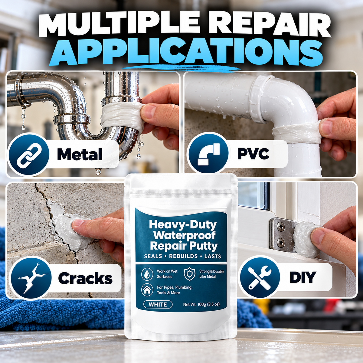 🔧 Heavy-Duty Waterproof Repair Putty – Strong Pipe Leak Repair & Multi-Purpose Fixing Compound