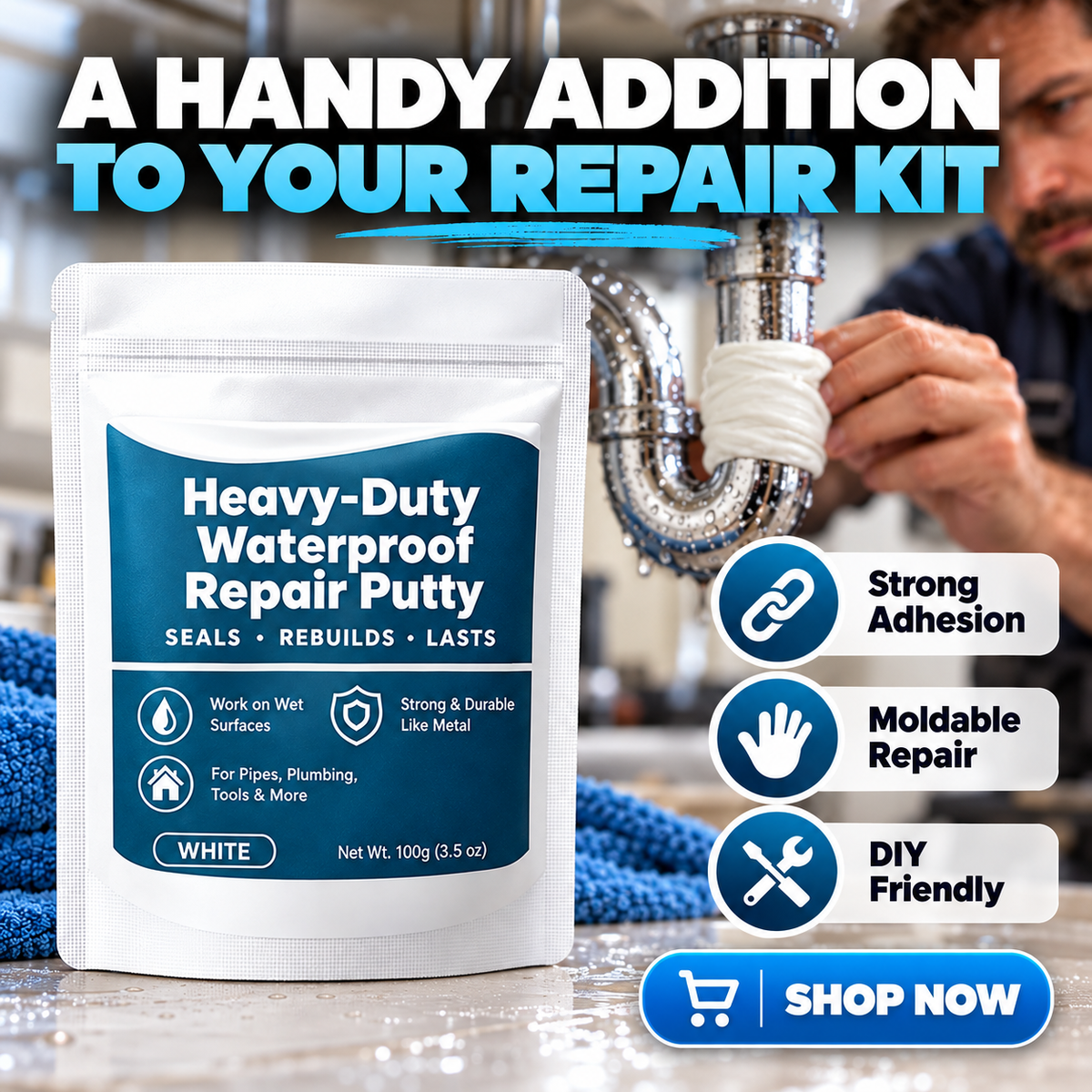 🔧 Heavy-Duty Waterproof Repair Putty – Strong Pipe Leak Repair & Multi-Purpose Fixing Compound