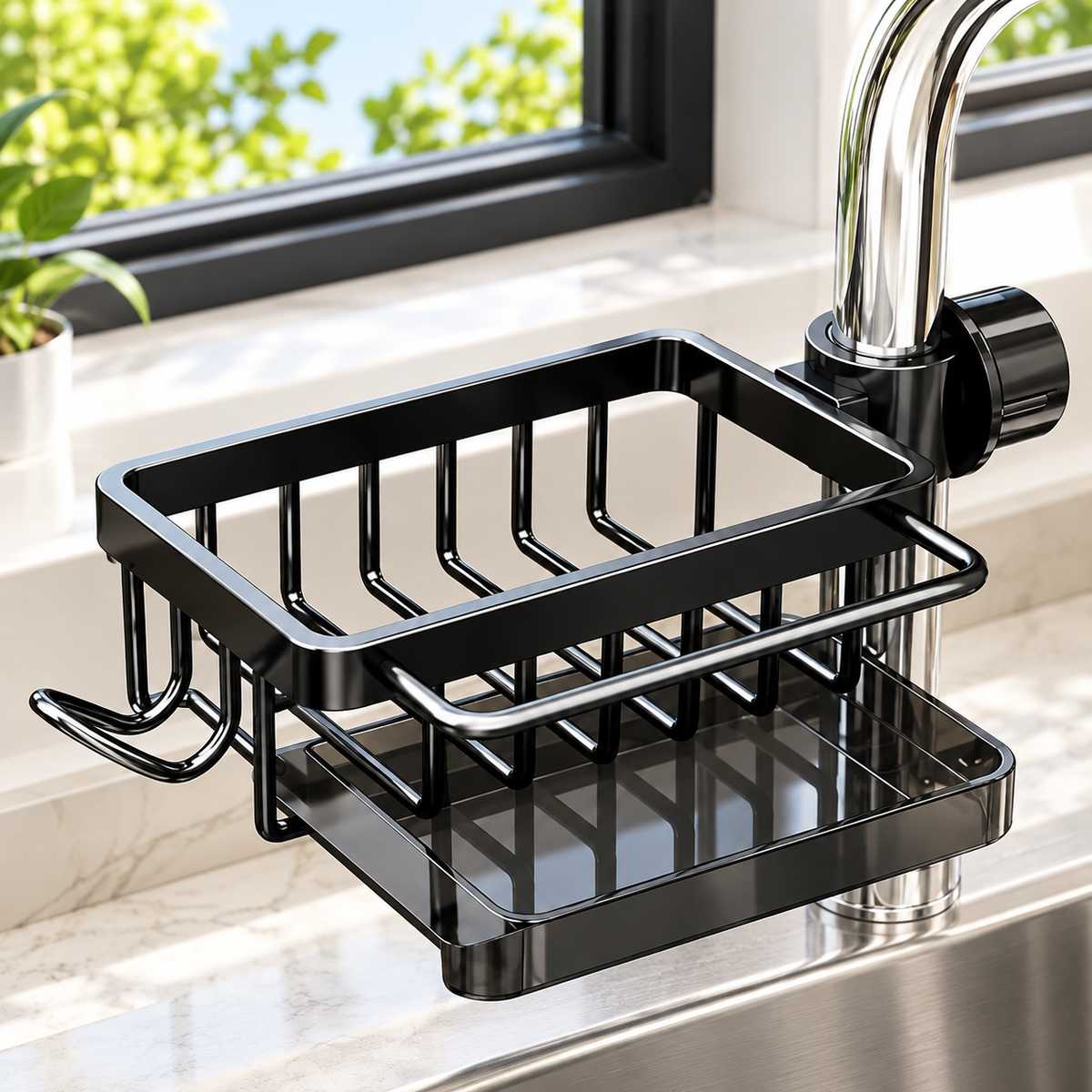 🚰 50% OFF – Faucet Organizer Rack with Drain Tray