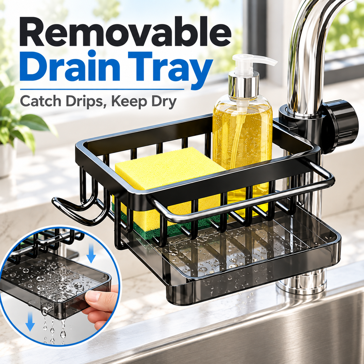 🚰 50% OFF – Faucet Organizer Rack with Drain Tray