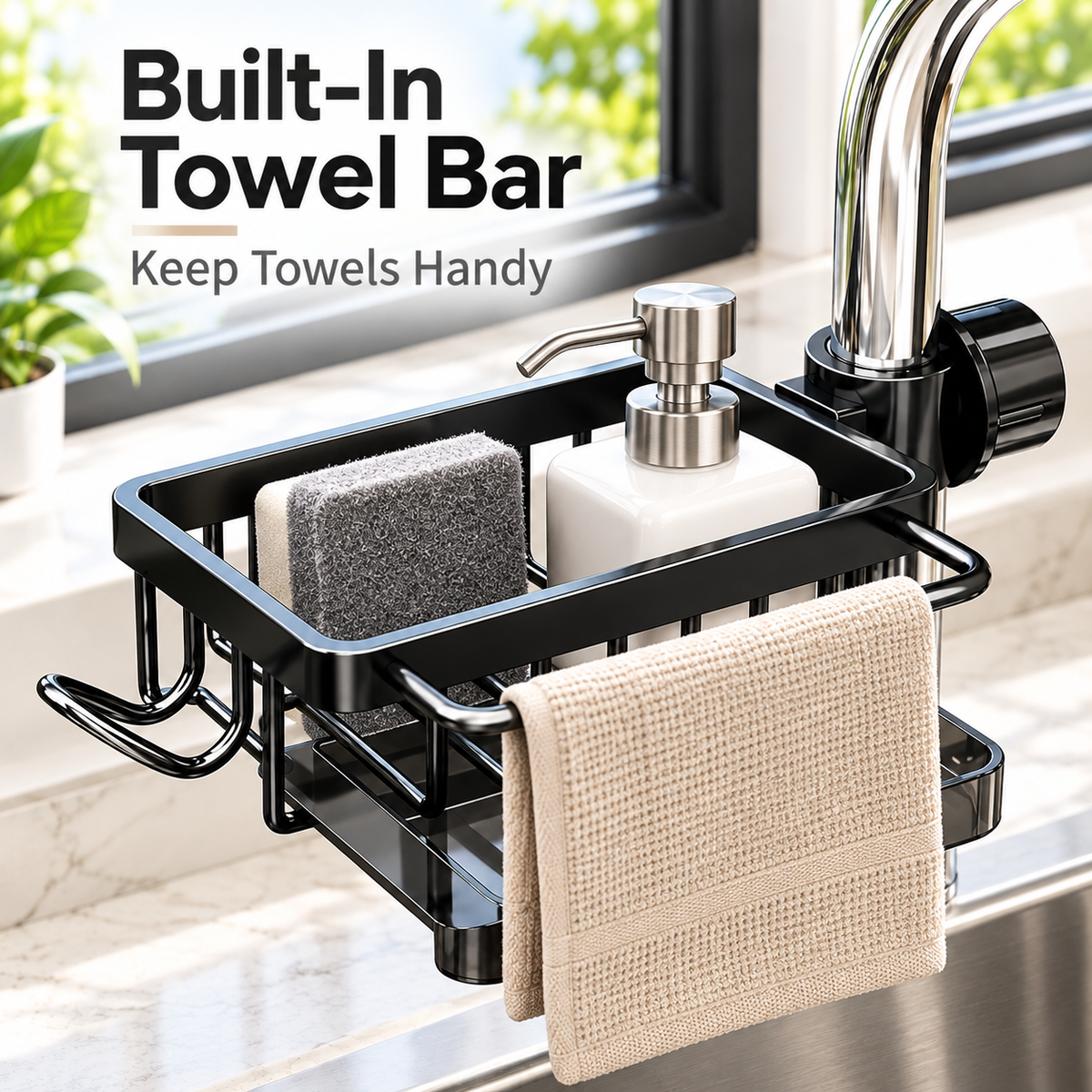 🚰 50% OFF – Faucet Organizer Rack with Drain Tray