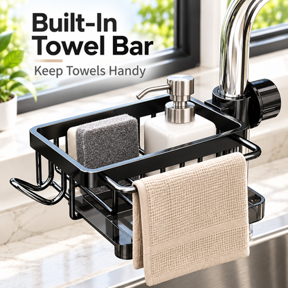 🚰 50% OFF – Faucet Organizer Rack with Drain Tray