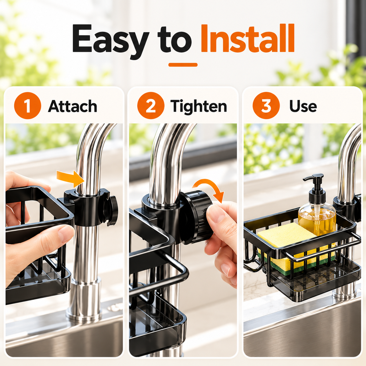 🚰 50% OFF – Faucet Organizer Rack with Drain Tray