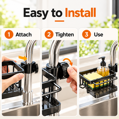 🚰 50% OFF – Faucet Organizer Rack with Drain Tray