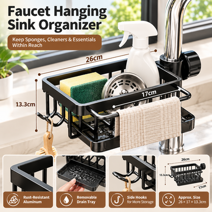 🚰 50% OFF – Faucet Organizer Rack with Drain Tray
