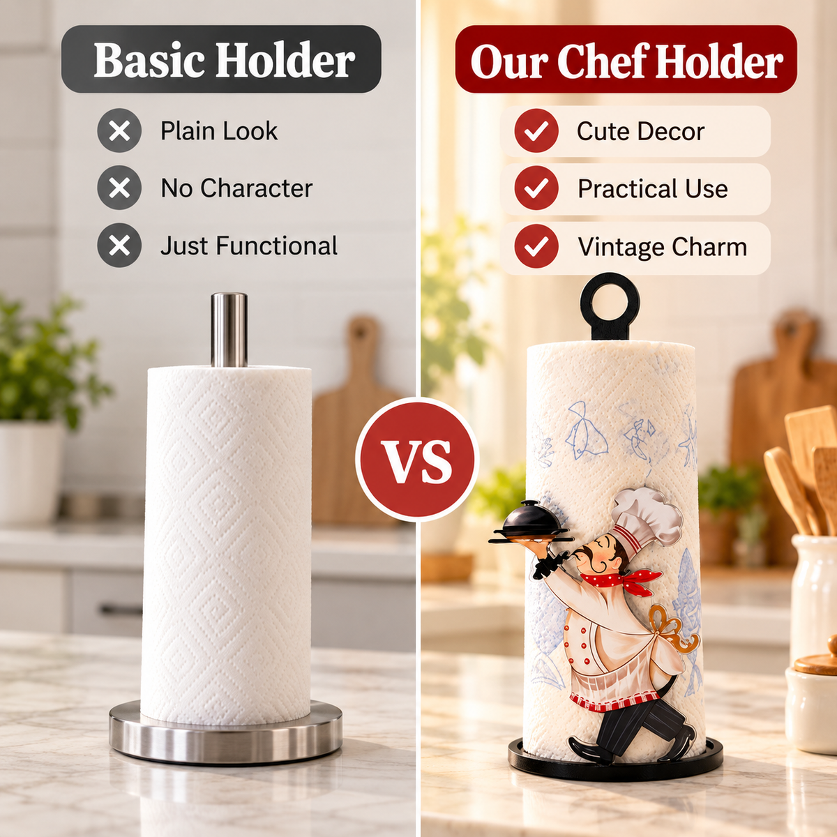 👨🍳 Vintage Chef Acrylic Paper Towel Holder