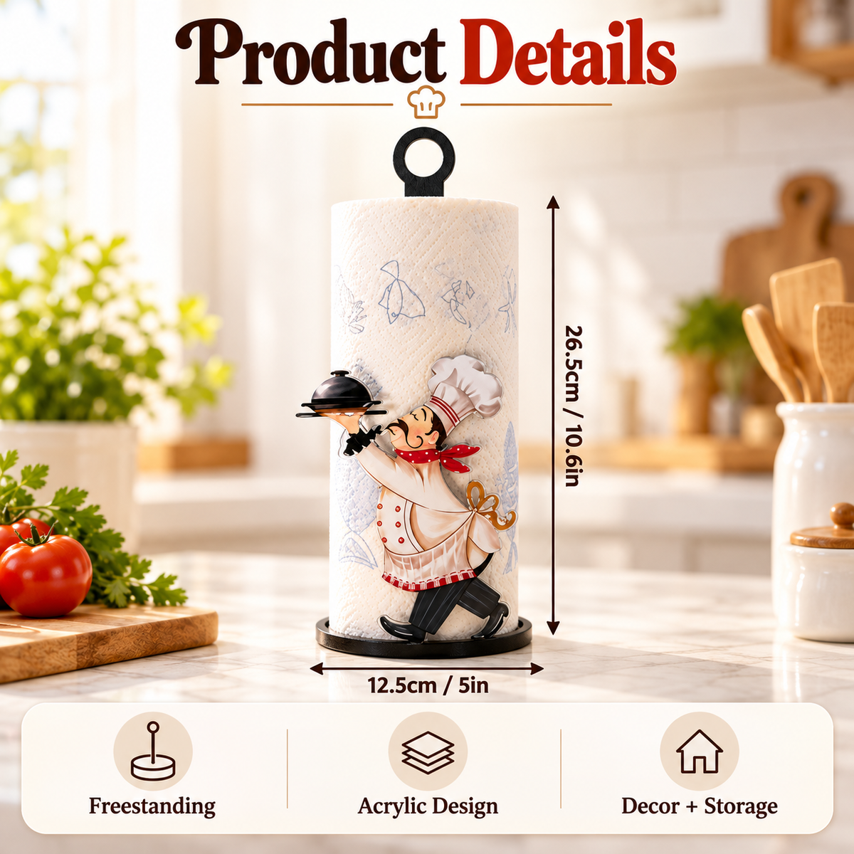 👨🍳 Vintage Chef Acrylic Paper Towel Holder