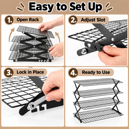 🍪 Adjustable Foldable Cooling Rack – 2 / 3 / 4 Tiers