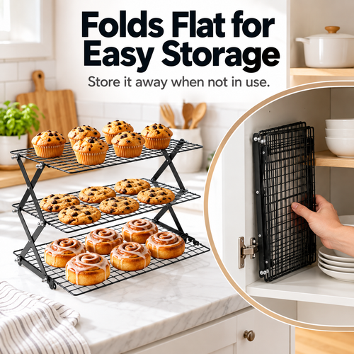 🍪 Adjustable Foldable Cooling Rack – 2 / 3 / 4 Tiers