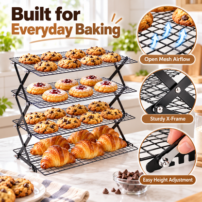 🍪 Adjustable Foldable Cooling Rack – 2 / 3 / 4 Tiers