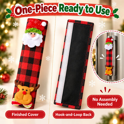 🎄 Christmas Refrigerator Handle Covers – Festive 4-Piece Buffalo Plaid Set