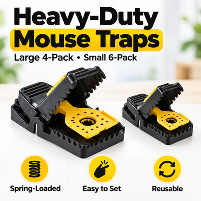 🐭 Heavy-Duty Snap Mouse Traps — Large 4-Pack &amp; Small 6-Pack