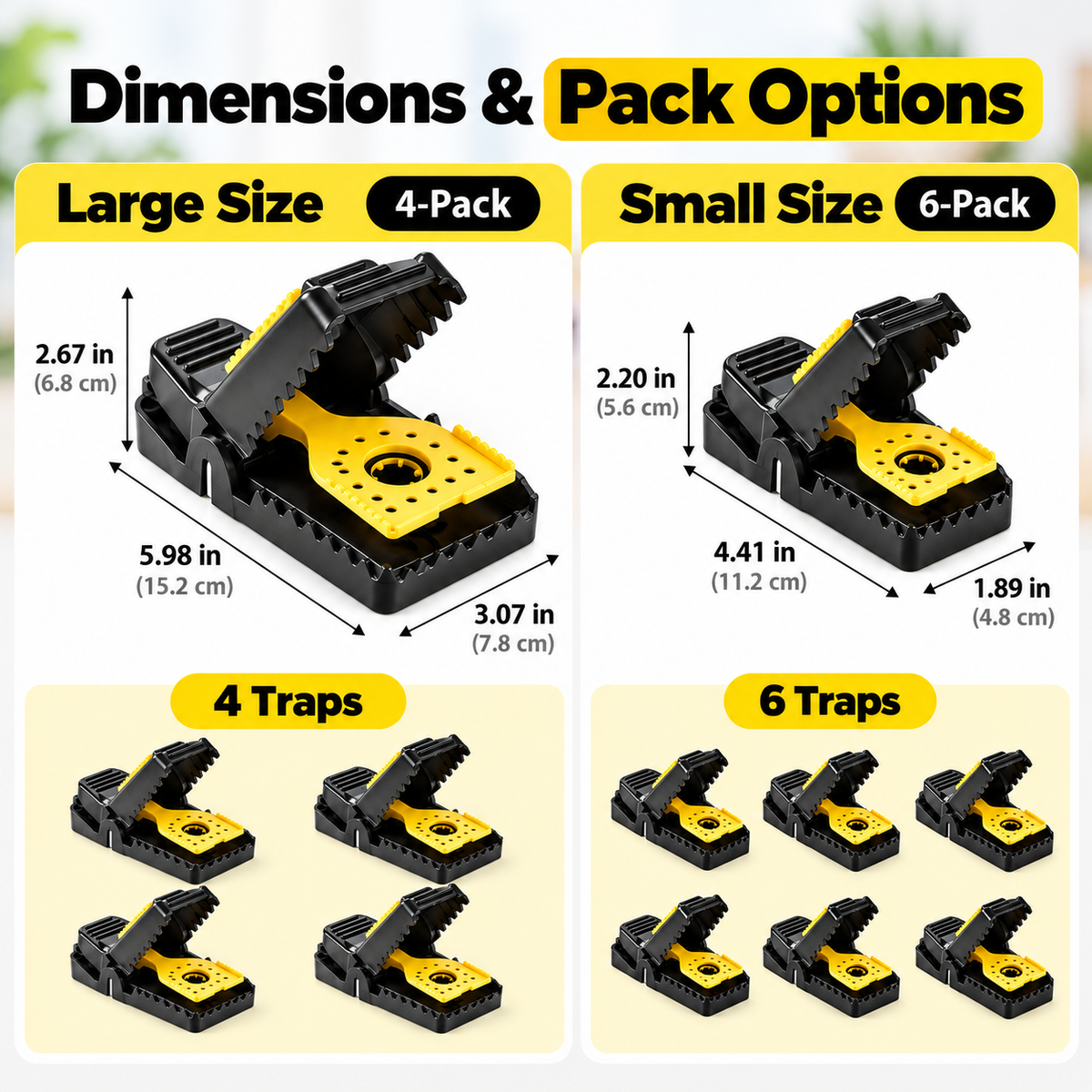 🐭 Heavy-Duty Snap Mouse Traps — Large 4-Pack &amp; Small 6-Pack