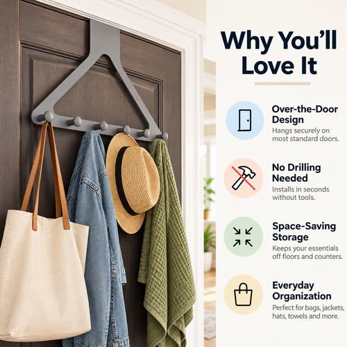🏠 Over-the-Door Hanging Rack — Make Every Inch Count!