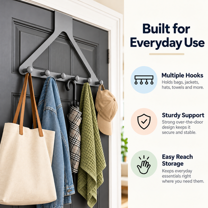 🏠 Over-the-Door Hanging Rack — Make Every Inch Count!