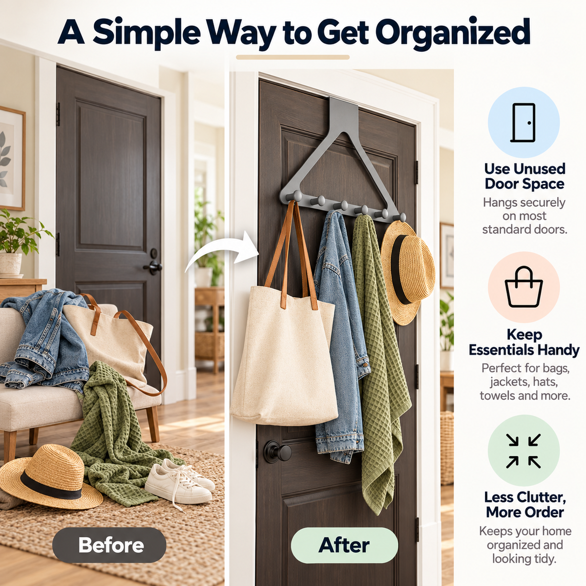 🏠 Over-the-Door Hanging Rack — Make Every Inch Count!