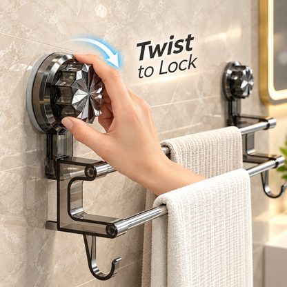 No-Drill Double Towel Bar with Suction Mounts