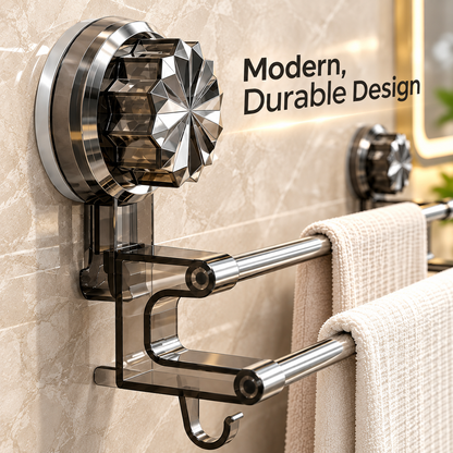 No-Drill Double Towel Bar with Suction Mounts