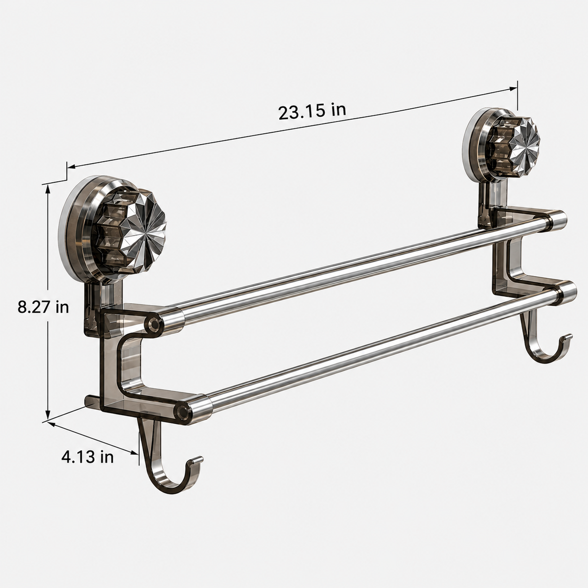 No-Drill Double Towel Bar with Suction Mounts
