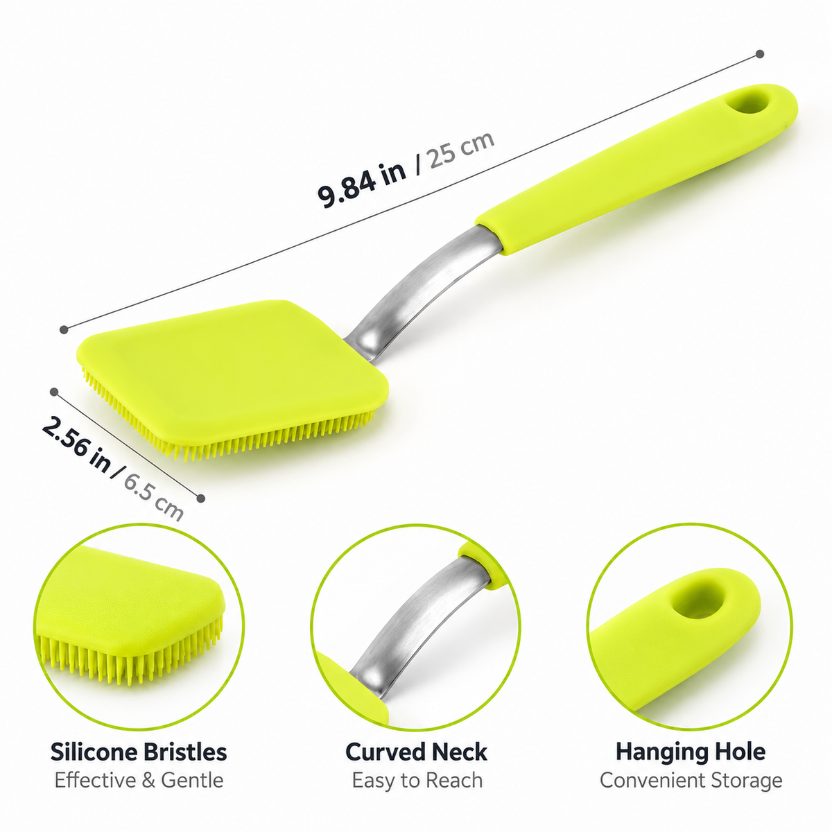 🧽 Silicone Kitchen Scrub Brush — Make Dishwashing Easier!