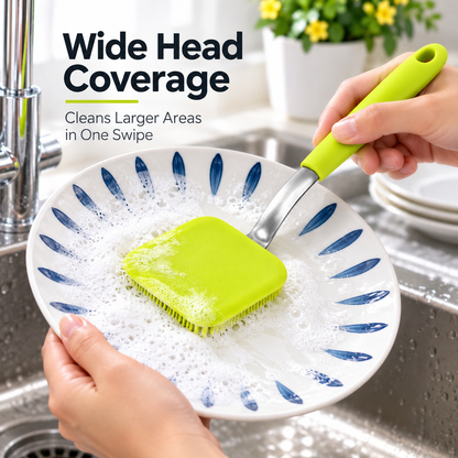 🧽 Silicone Kitchen Scrub Brush — Make Dishwashing Easier!