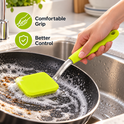🧽 Silicone Kitchen Scrub Brush — Make Dishwashing Easier!