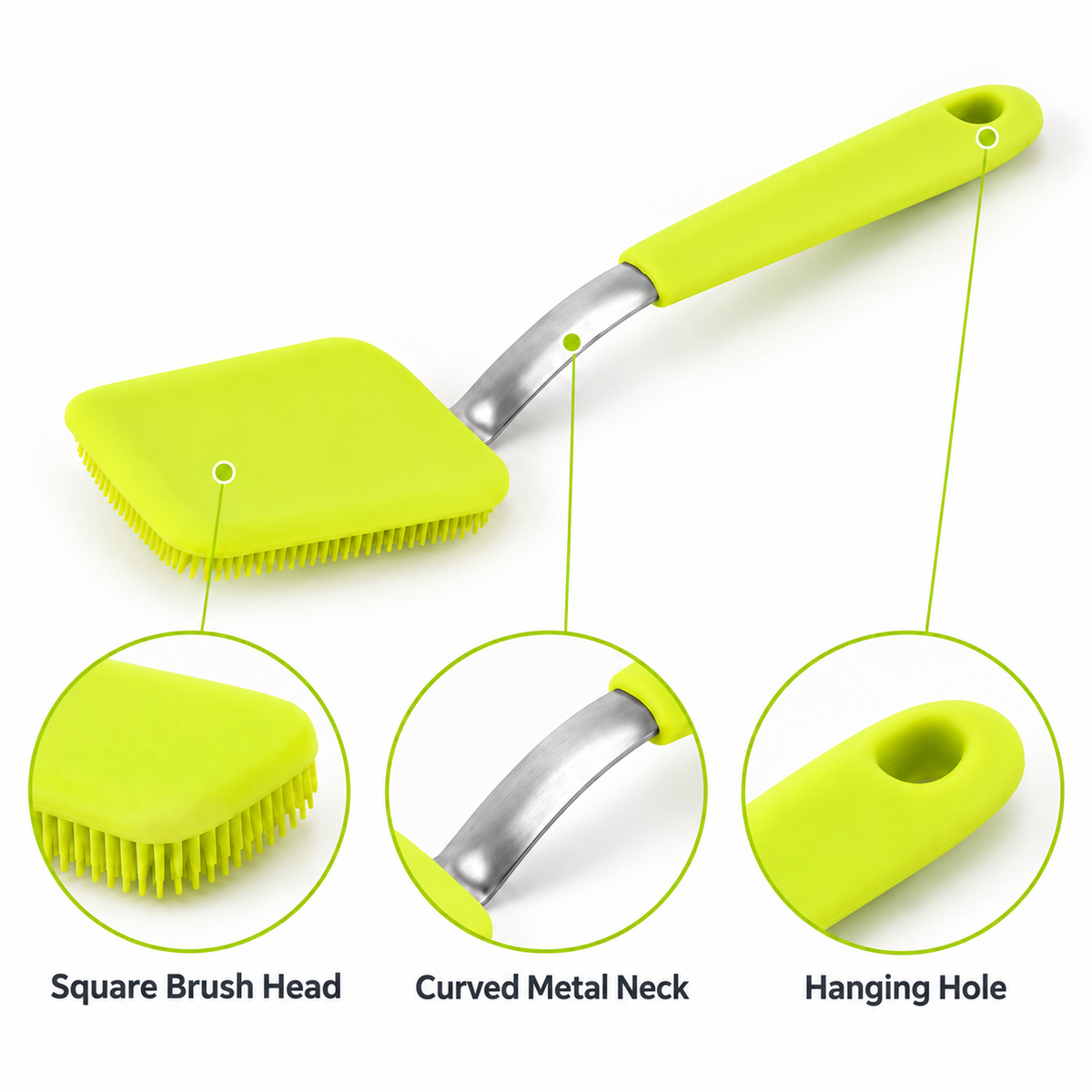 🧽 Silicone Kitchen Scrub Brush — Make Dishwashing Easier!