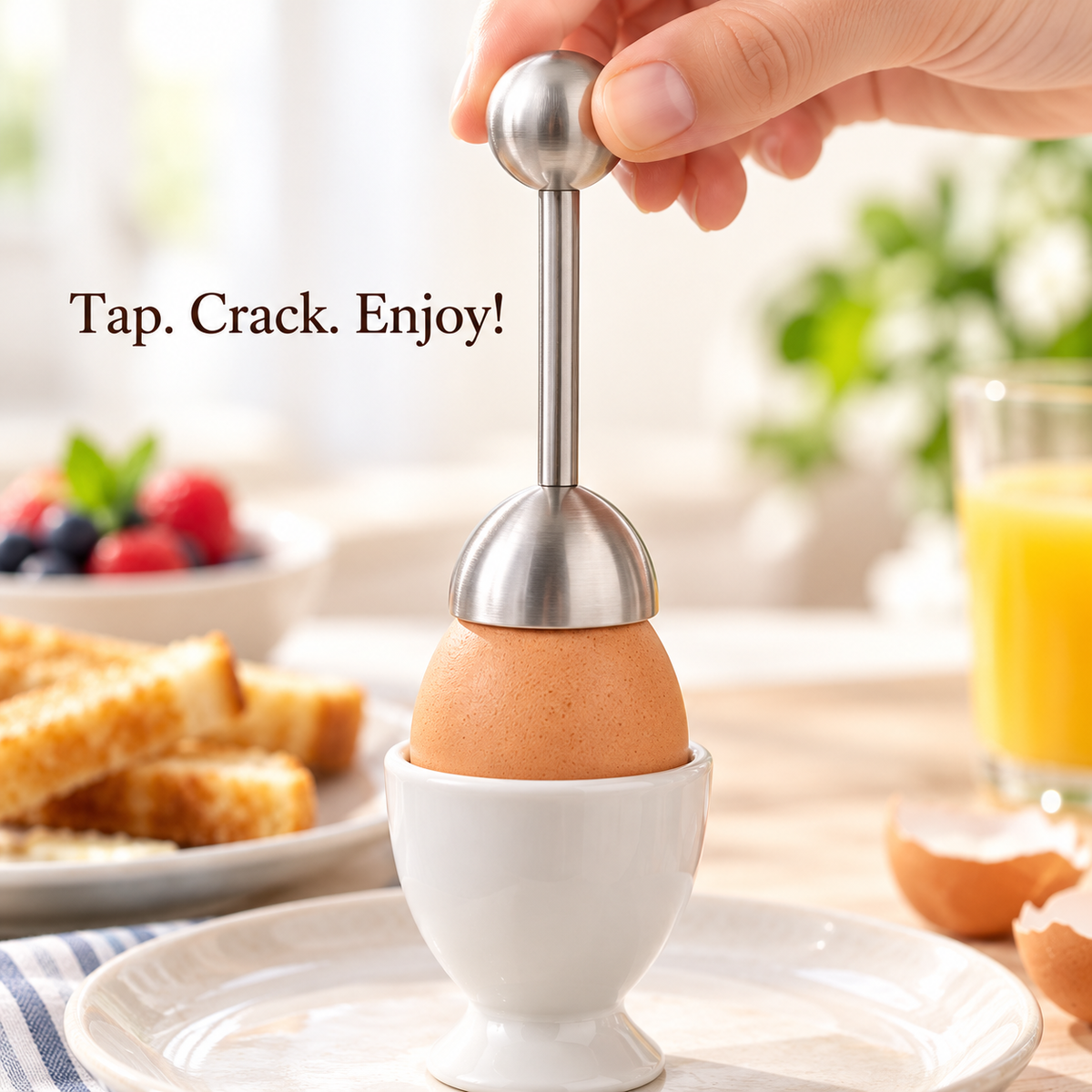🥚 Stainless Steel Egg Topper – Make Breakfast a Little More Fun!