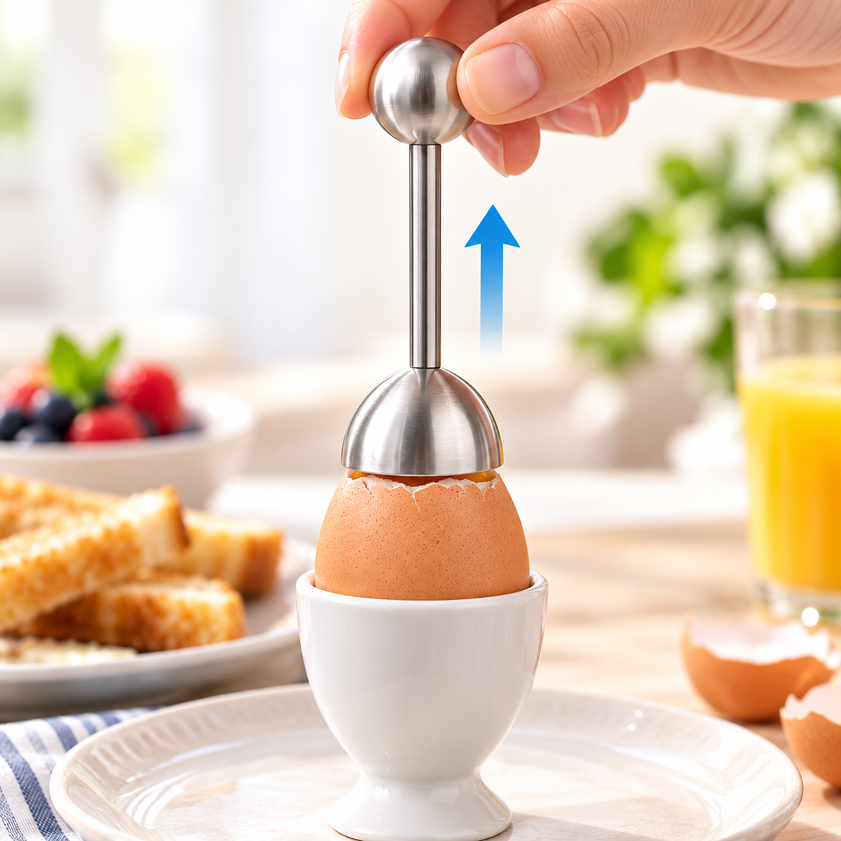 🥚 Stainless Steel Egg Topper – Make Breakfast a Little More Fun!