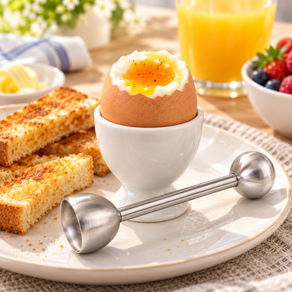 🥚 Stainless Steel Egg Topper – Make Breakfast a Little More Fun!
