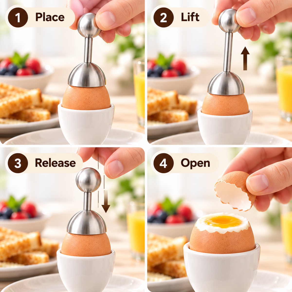 🥚 Stainless Steel Egg Topper – Make Breakfast a Little More Fun!