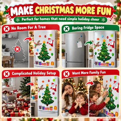 🎄 Magnetic Christmas Tree Decorations – Santa & Reindeer Fridge Magnet Set