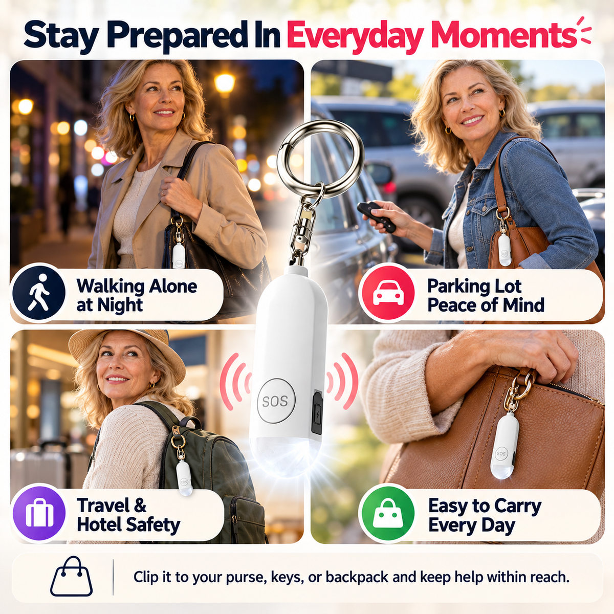 🚨 Personal Safety Alarm Keychain for Women