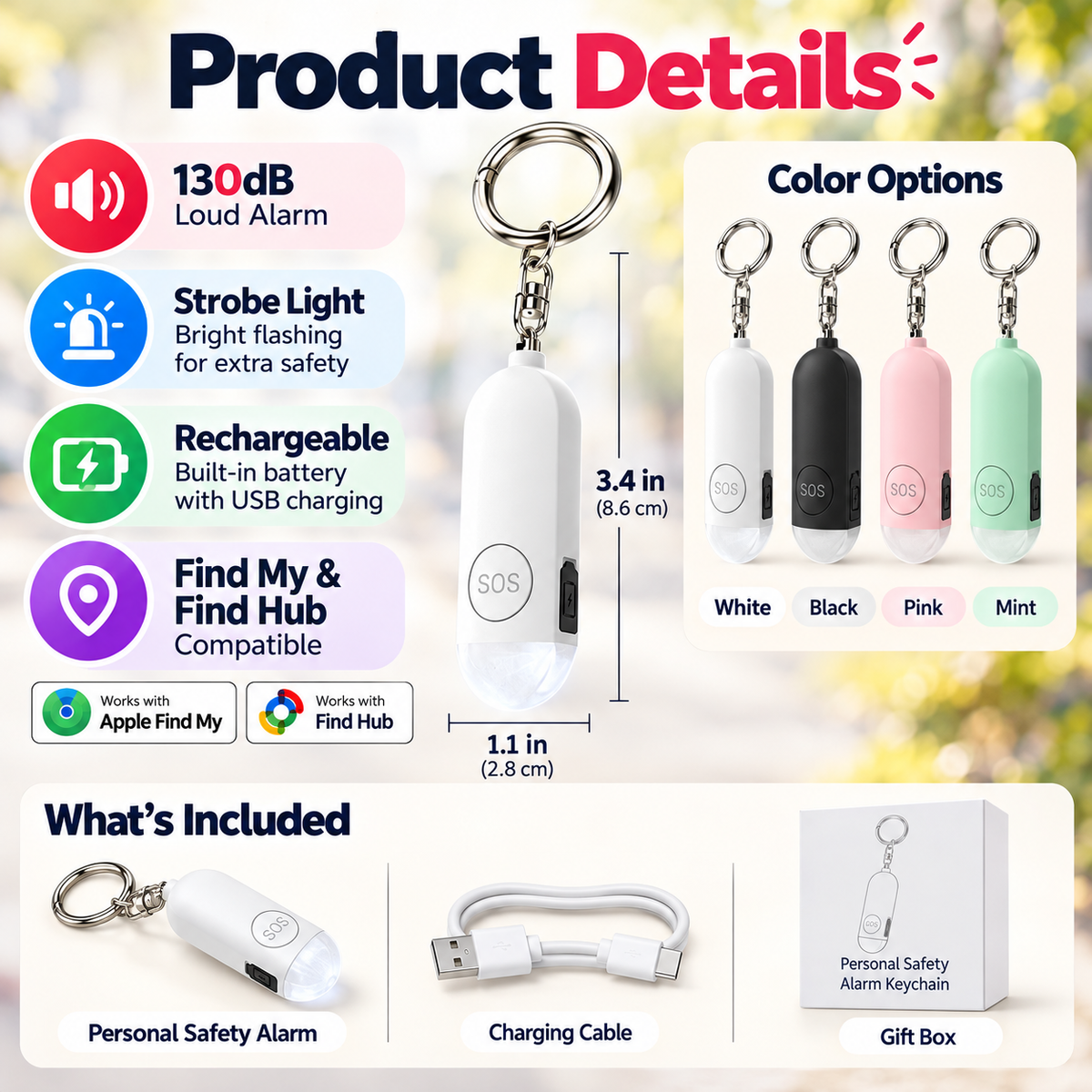 🚨 Personal Safety Alarm Keychain for Women