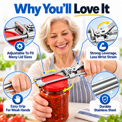 🫙 Master Jar & Bottle Opener – Adjustable Manual Lid Gripper
