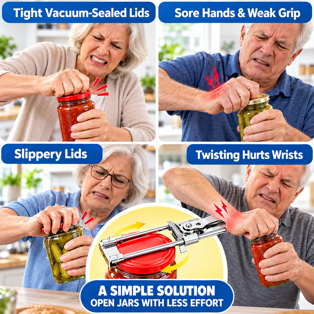 🫙 Master Jar & Bottle Opener – Adjustable Manual Lid Gripper