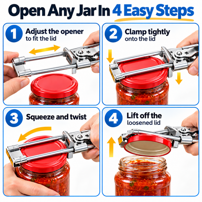 🫙 Master Jar & Bottle Opener – Adjustable Manual Lid Gripper