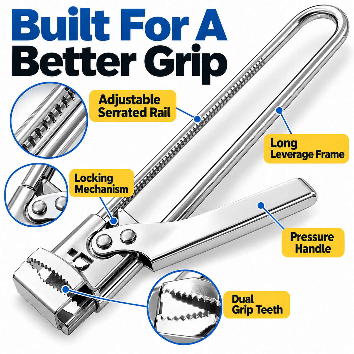 🫙 Master Jar & Bottle Opener – Adjustable Manual Lid Gripper