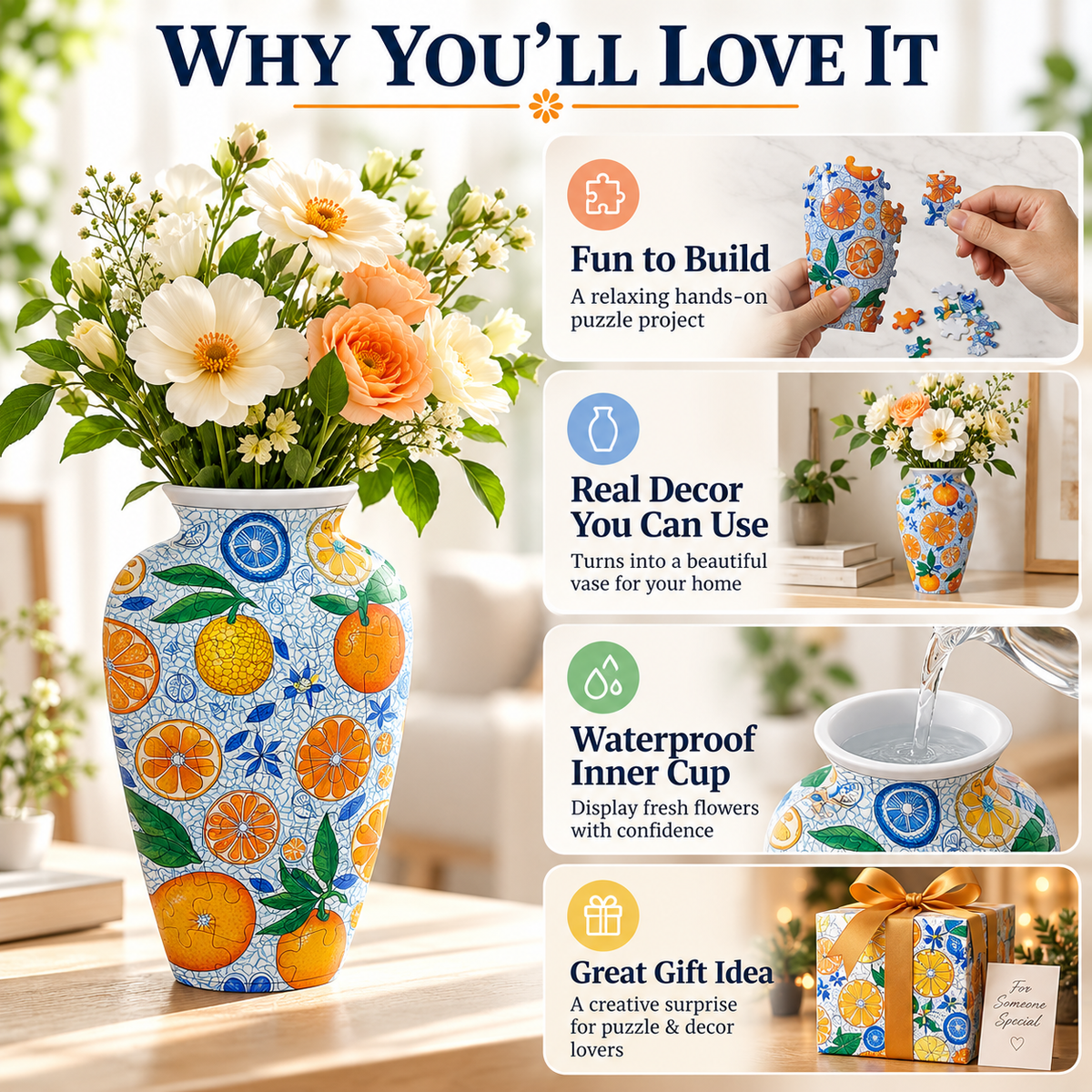 🎉 Limited-Time 49% Off — 3D Puzzle Flower Vase