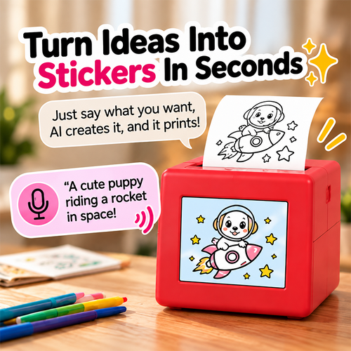 AI Voice-Activated Mini Thermal Sticker Printer
