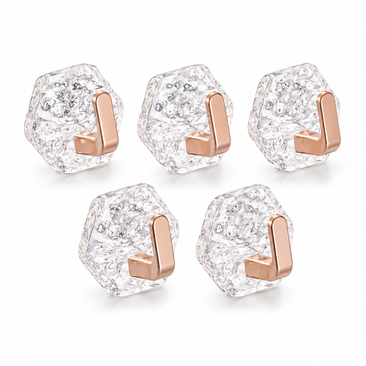 Rose Gold 10-pack transparent hexagon adhesive hooks