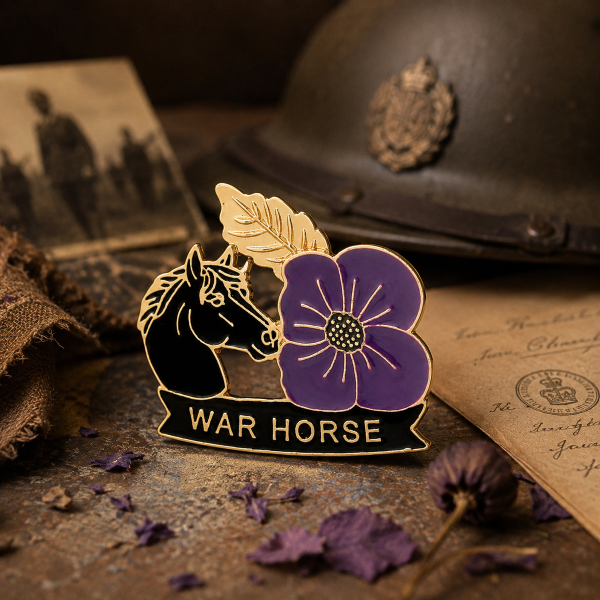 ✈️Last Day 50% OFF✨Limited Edition War Horse Purple Poppy 111th Anniversary Remembrance Brooch