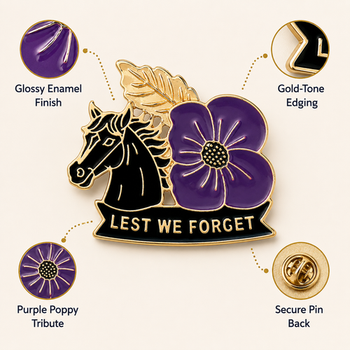 ✈️Last Day 50% OFF✨Limited Edition War Horse Purple Poppy 111th Anniversary Remembrance Brooch