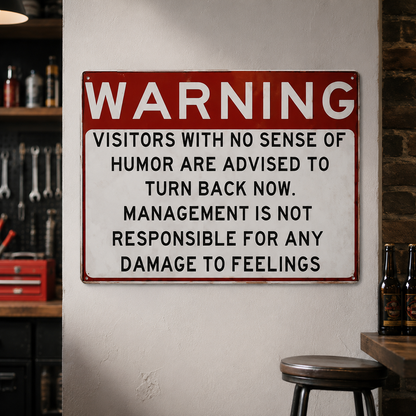 🔥 LAST DAY 50%OFF!🔥🎁Vintage “No Sense of Humor” Warning Metal Sign