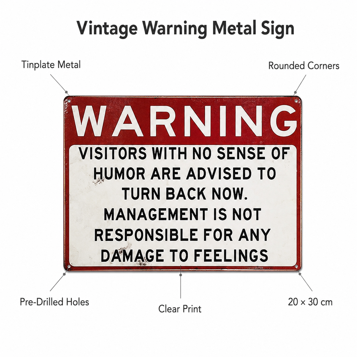 🔥 LAST DAY 50%OFF!🔥🎁Vintage “No Sense of Humor” Warning Metal Sign