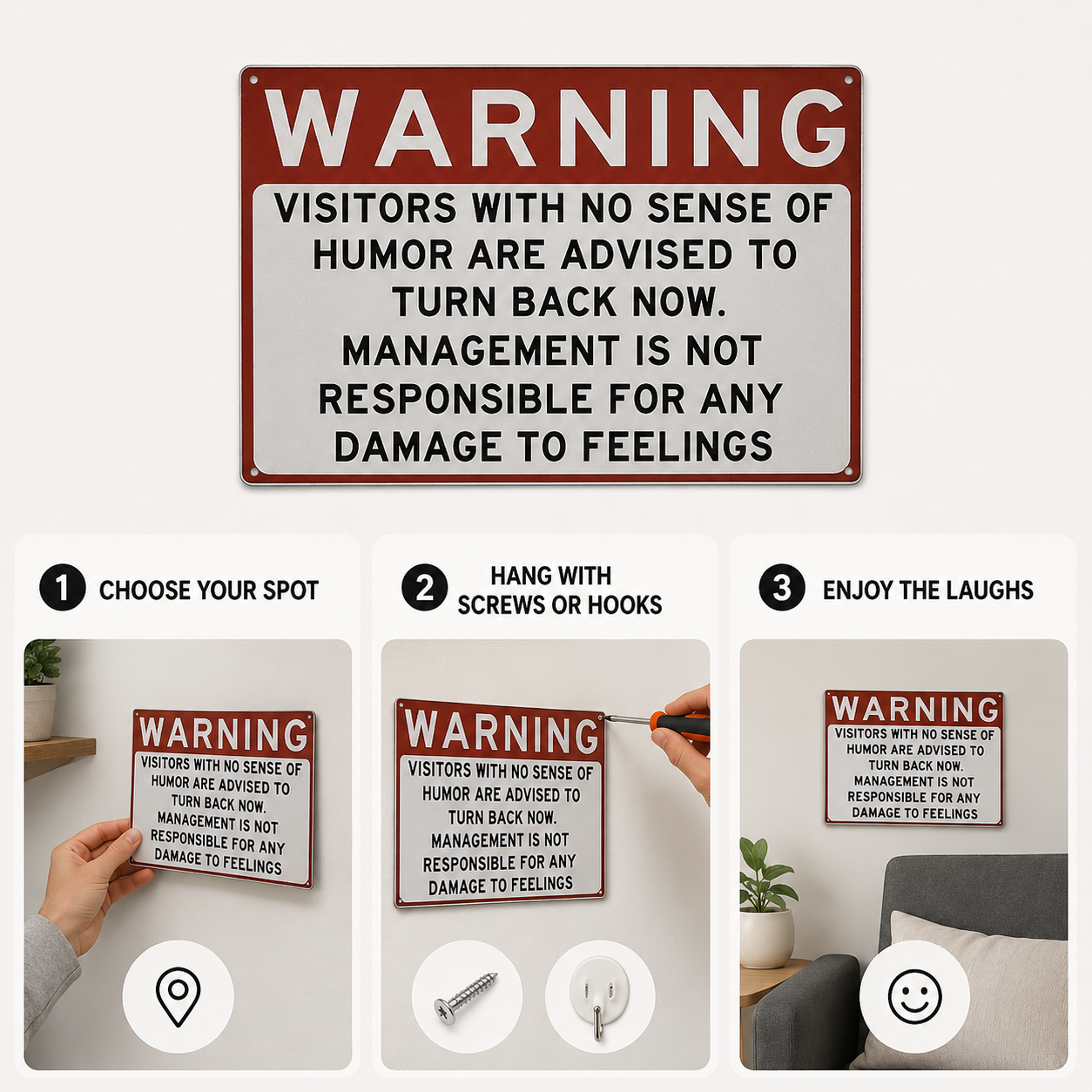 🔥 LAST DAY 50%OFF!🔥🎁Vintage “No Sense of Humor” Warning Metal Sign