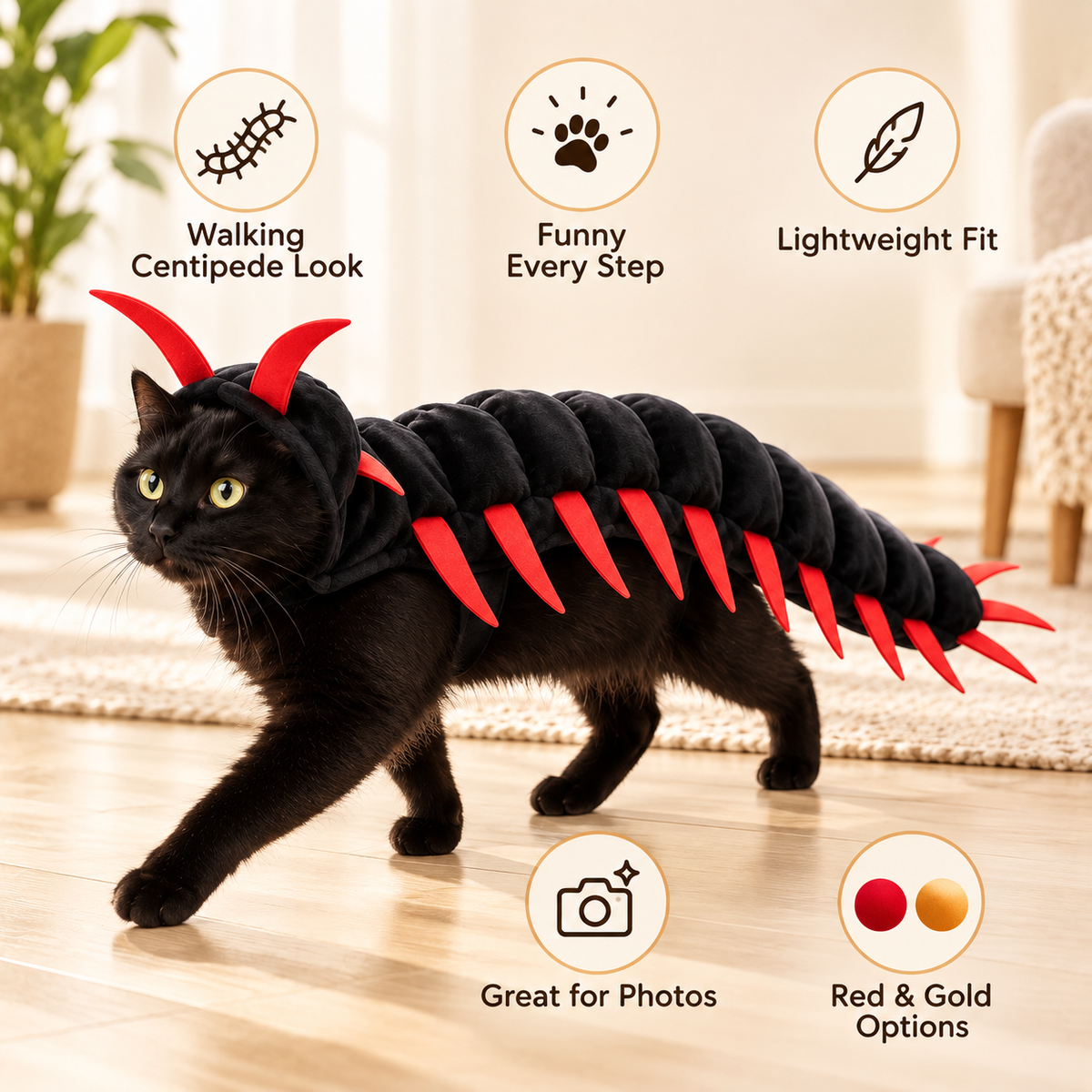 🐛 Limited-time 50% off — Funny centipede cat costume