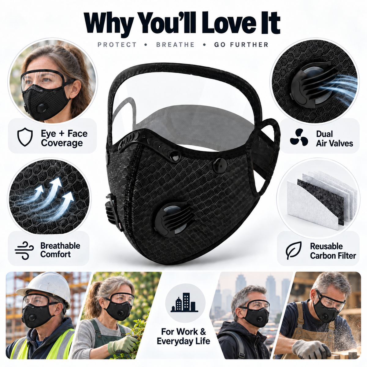 🚴 Limited-time 50% off —💖Reusable Carbon Filter Dust Mask – Built for Active Lifestyles