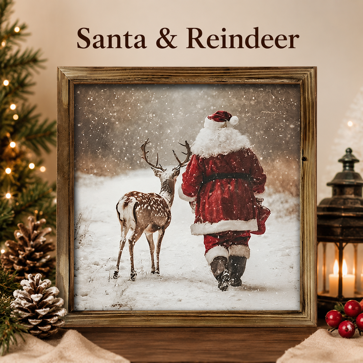 🔥Limited time 50% OFF——3D Vintage Christmas Santa Framed Wall Art