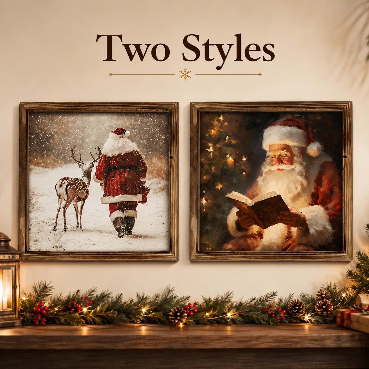 🔥Limited time 50% OFF——3D Vintage Christmas Santa Framed Wall Art